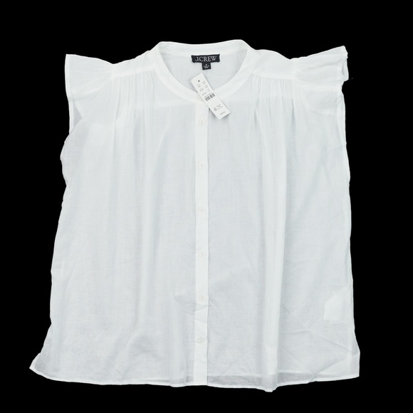 New JCREW Size M Flutter-Sleeve Button-Up Shirt in Cotton Voile White $79 CK036 - Picture 4 of 6